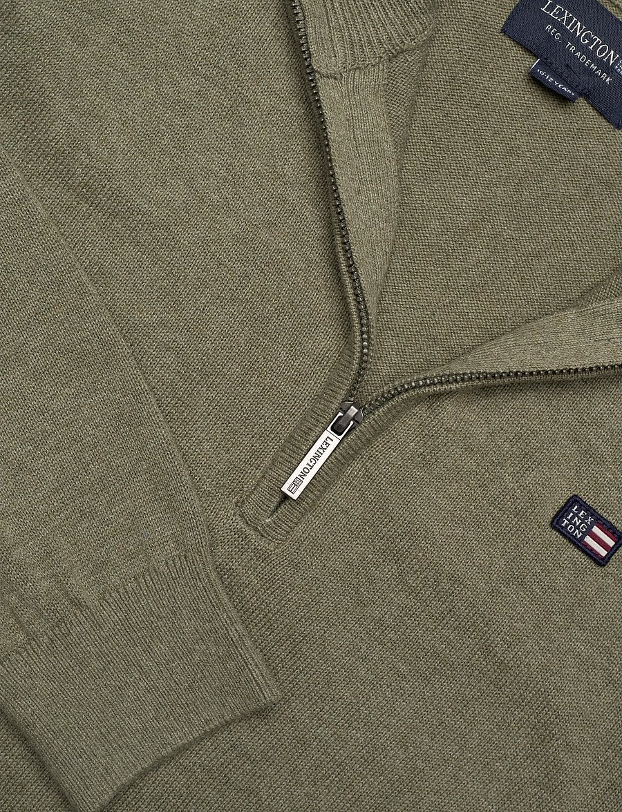 Lexington Clothing - Freddy Half-Zip Sweater - stickade tröjor - green melange - 2