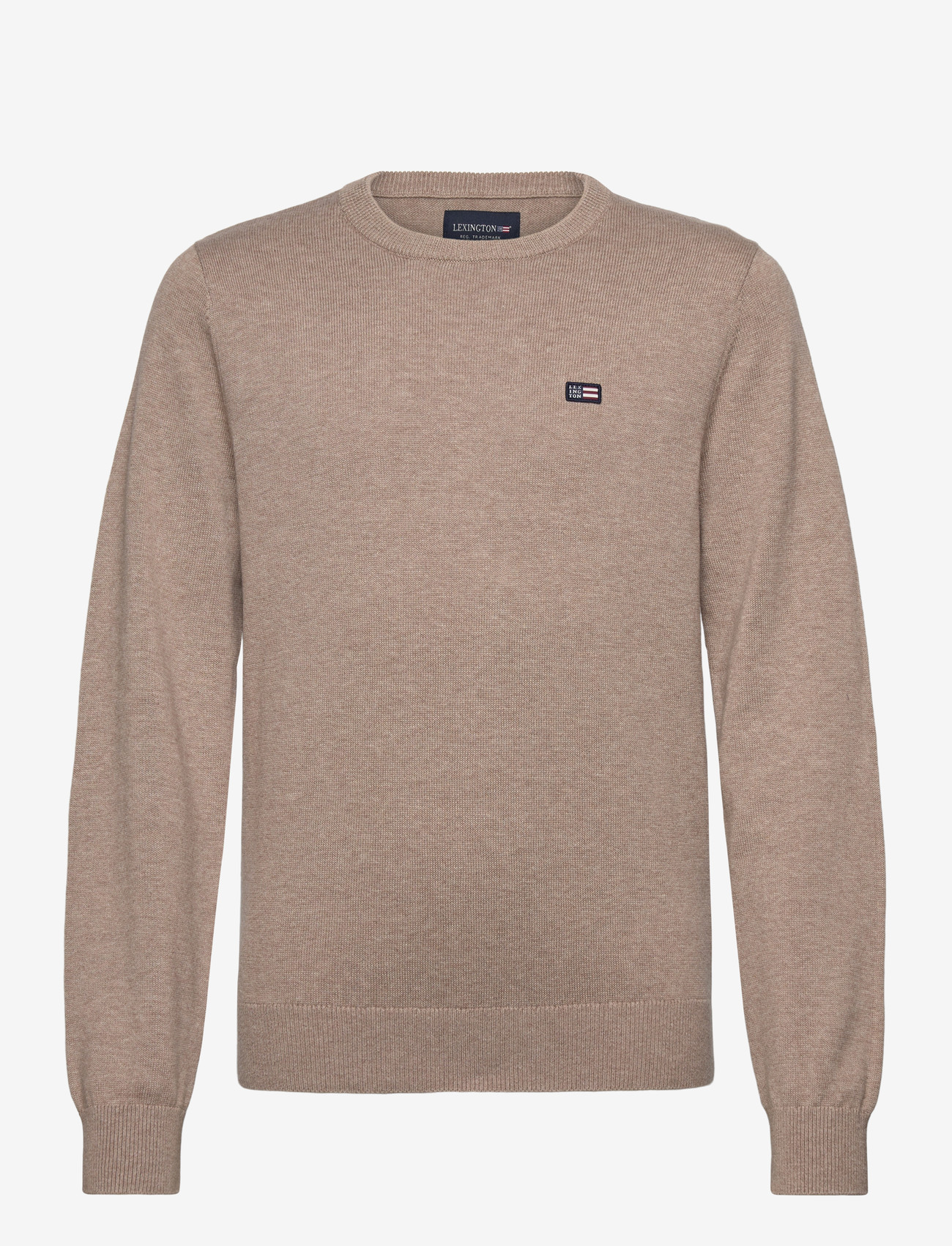 Lexington Clothing - Brayden Cotton Crew Sweater - jumpers - beige melange - 0