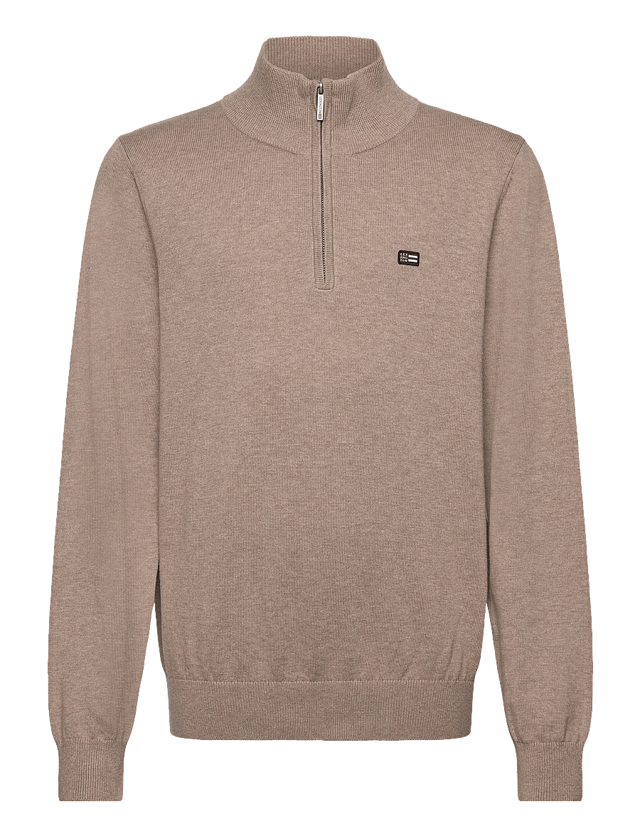 Lexington Clothing - Freddy Cotton Half-Zip Sweater - half zip-trøjer - beige melange - 0