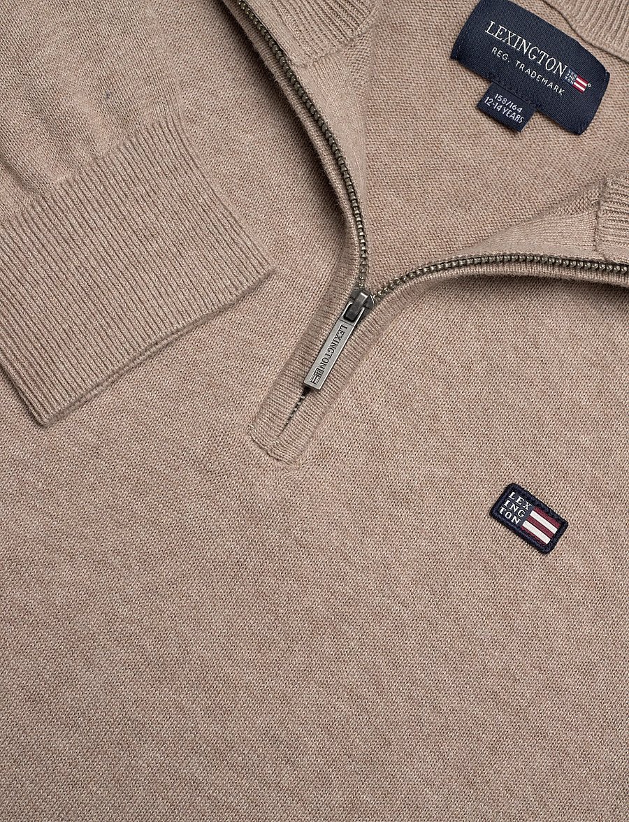 Lexington Clothing - Freddy Cotton Half-Zip Sweater - half zip-trøjer - beige melange - 2