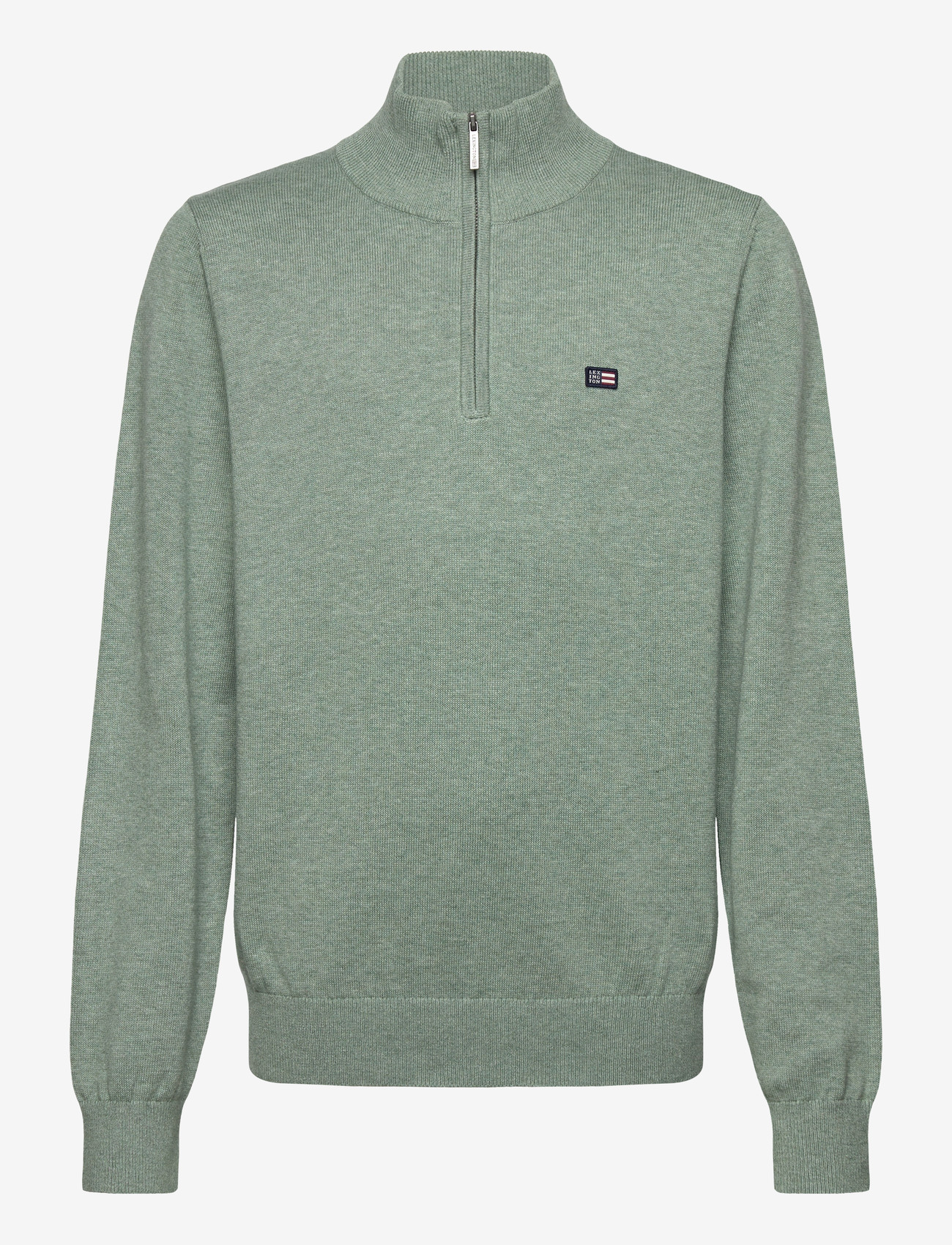 Lexington Clothing - Freddy Cotton Half-Zip Sweater - half zip - light green melange - 0