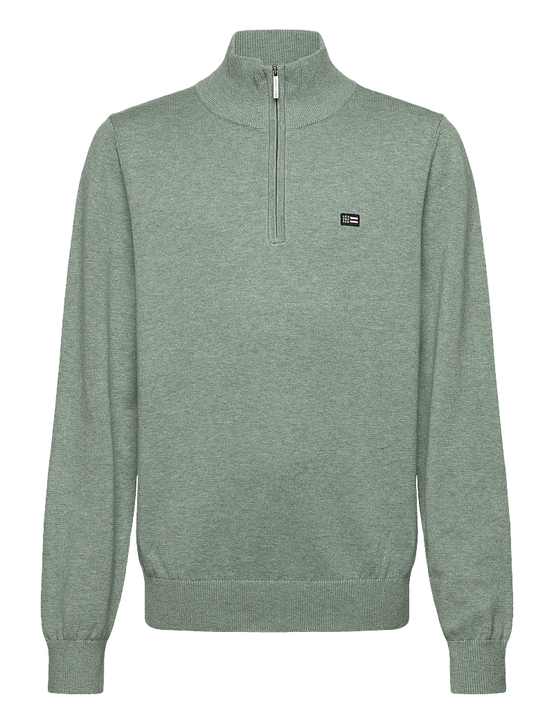 Lexington Clothing - Freddy Cotton Half-Zip Sweater - half zip - light green melange - 0