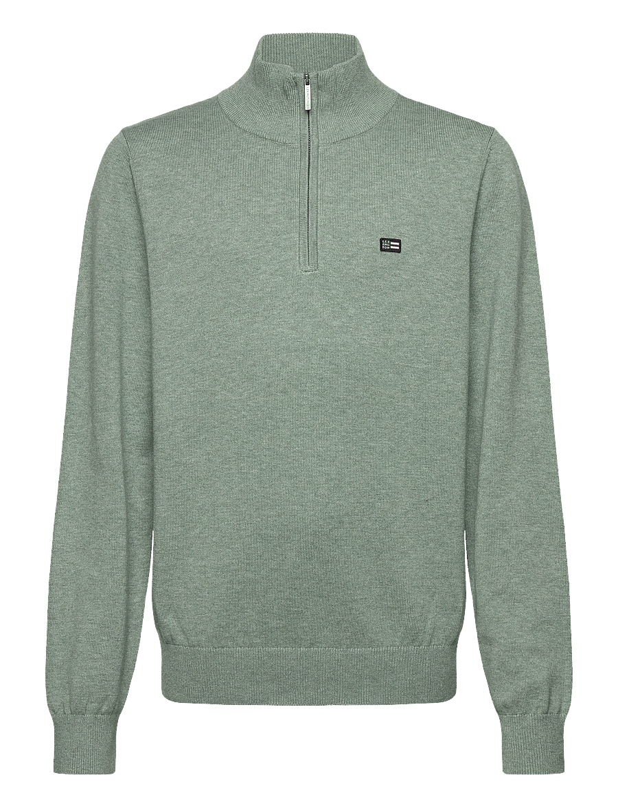 Lexington Clothing - Freddy Cotton Half-Zip Sweater - half zip-trøjer - light green melange - 0