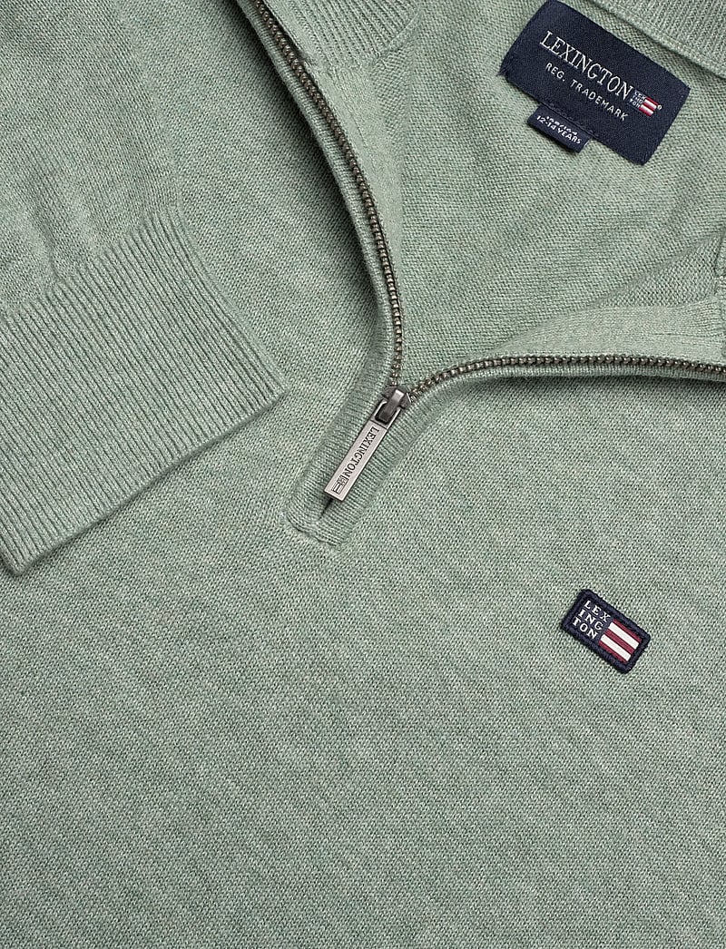 Lexington Clothing - Freddy Cotton Half-Zip Sweater - half zip - light green melange - 2