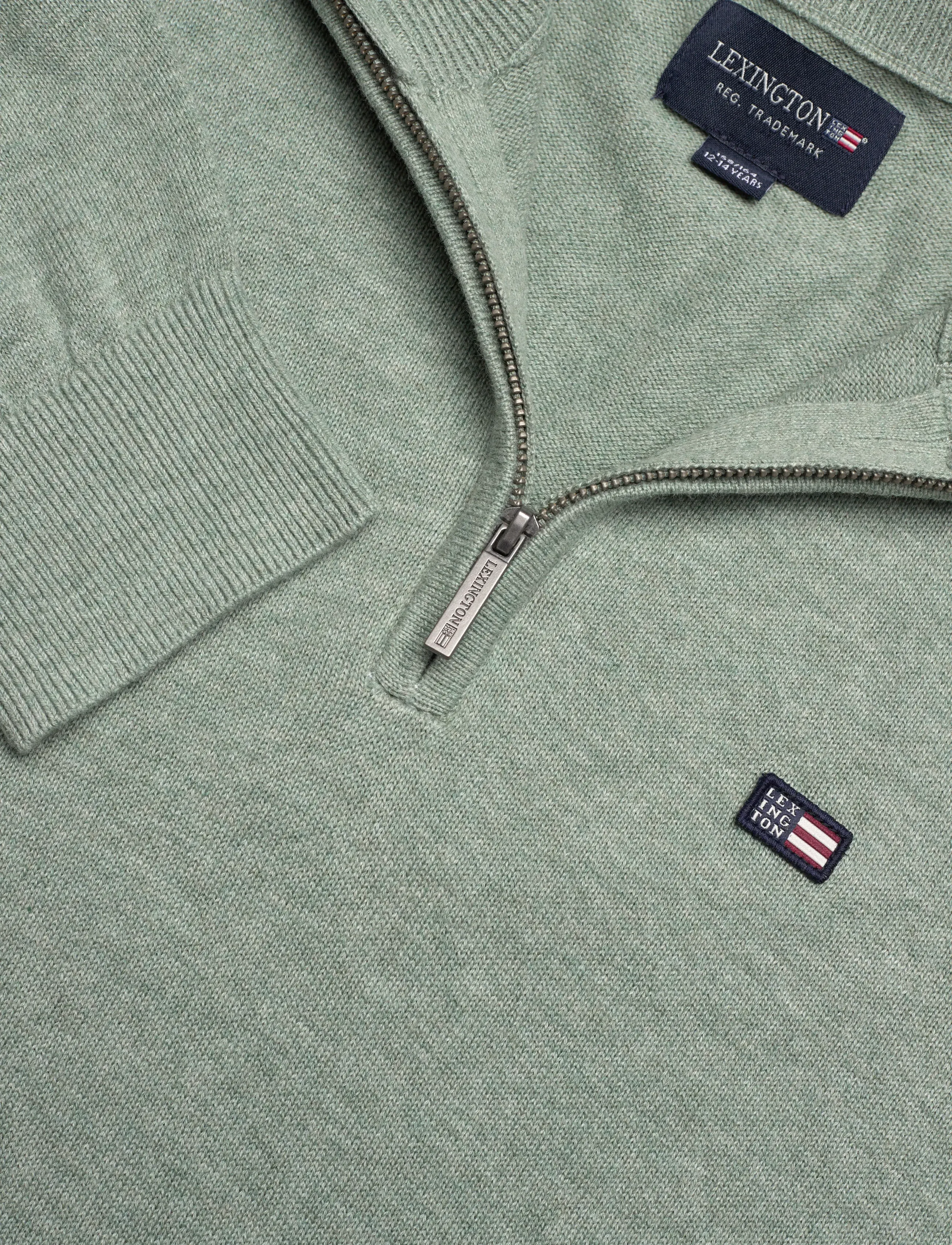 Lexington Clothing - Freddy Cotton Half-Zip Sweater - half zip-trøjer - light green melange - 2
