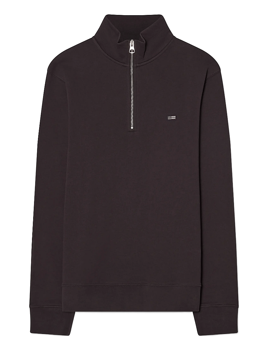 Lexington Clothing - Terry Organic Cotton Half Zip Sweater - sweatshirts - black - 0