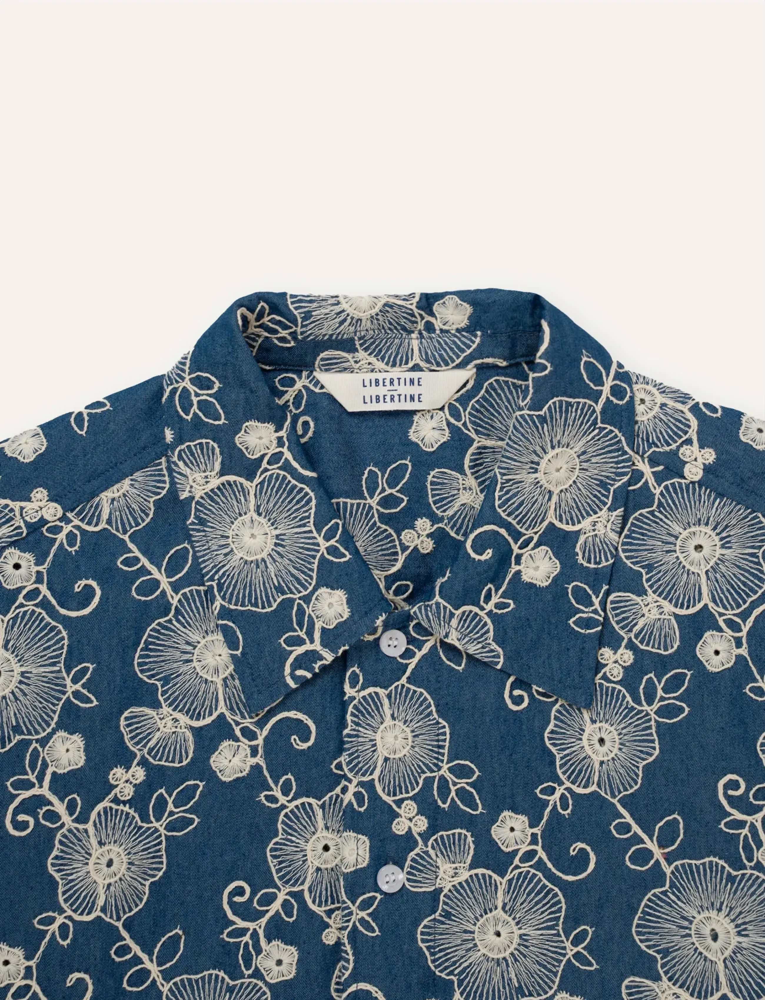 Libertine-Libertine - Carbon - overhemden met korte mouw - blue flower - 2