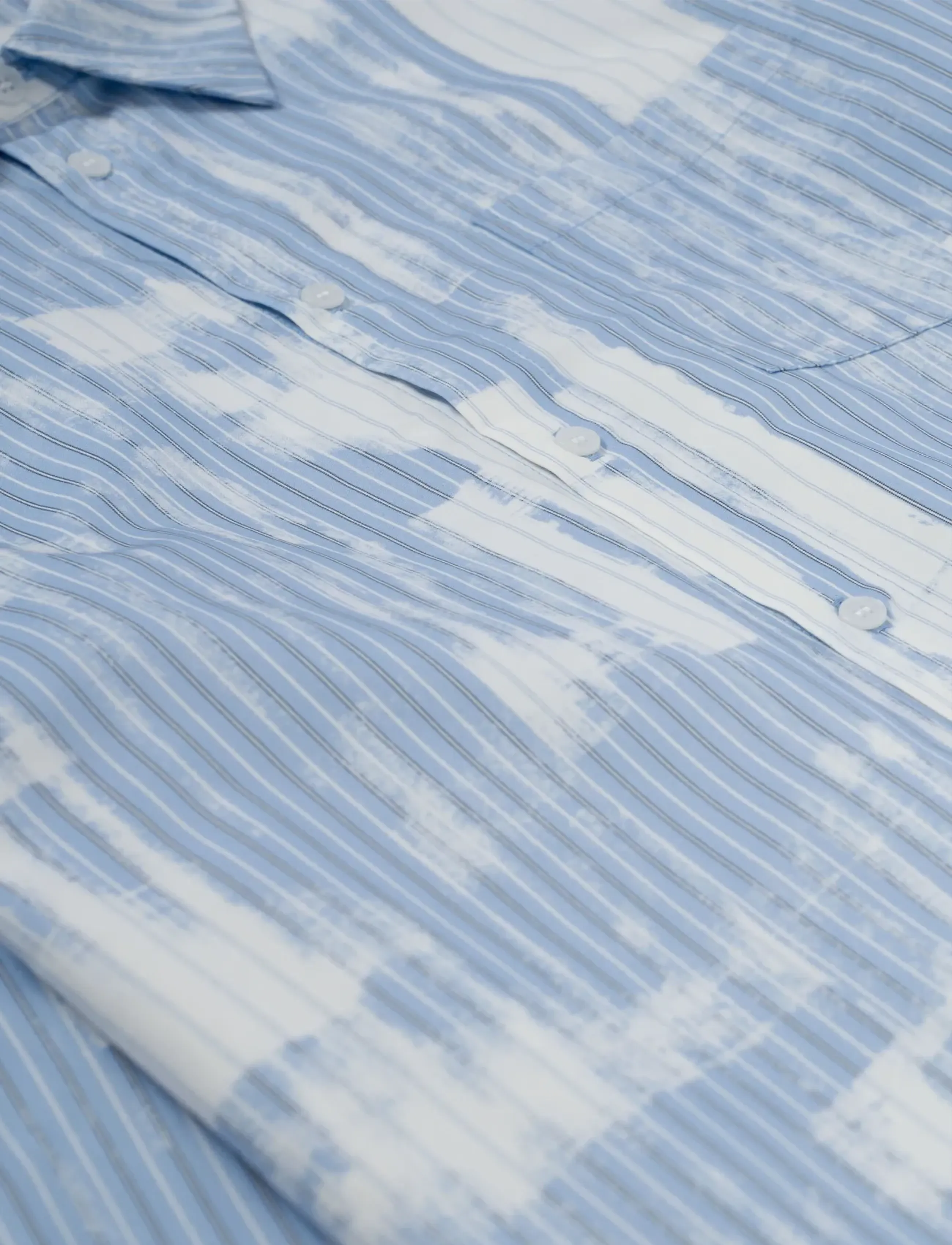 Libertine-Libertine - Record - pattern shirts - blue stripe bleach - 1