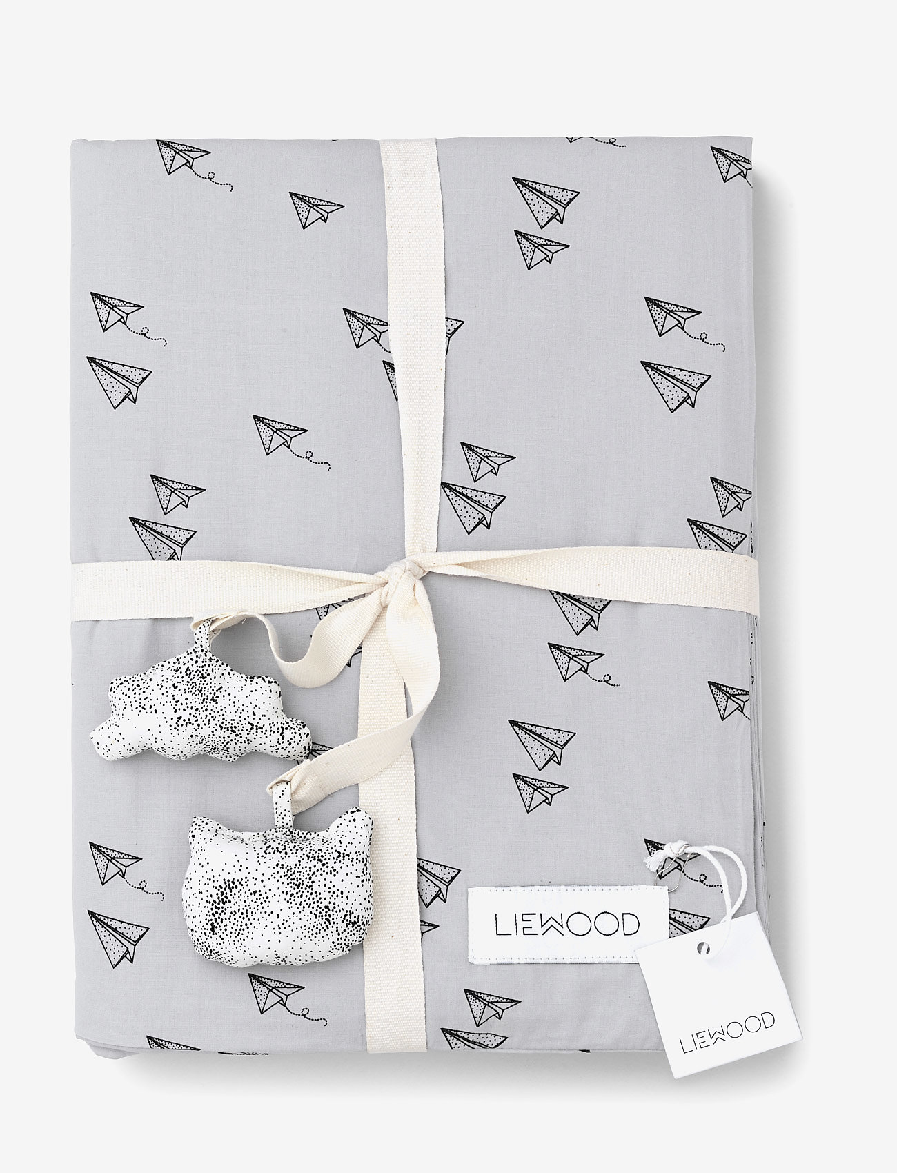 Liewood - Ingeborg junior bedding print - paperplane dumbo grey - 3