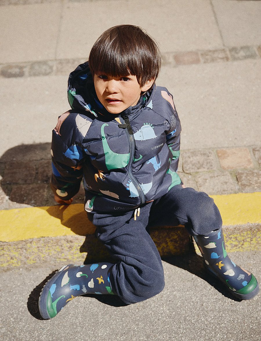 Liewood - Mason Thermo Rainboot - lined rubberboots - dino roar / classic navy - 0