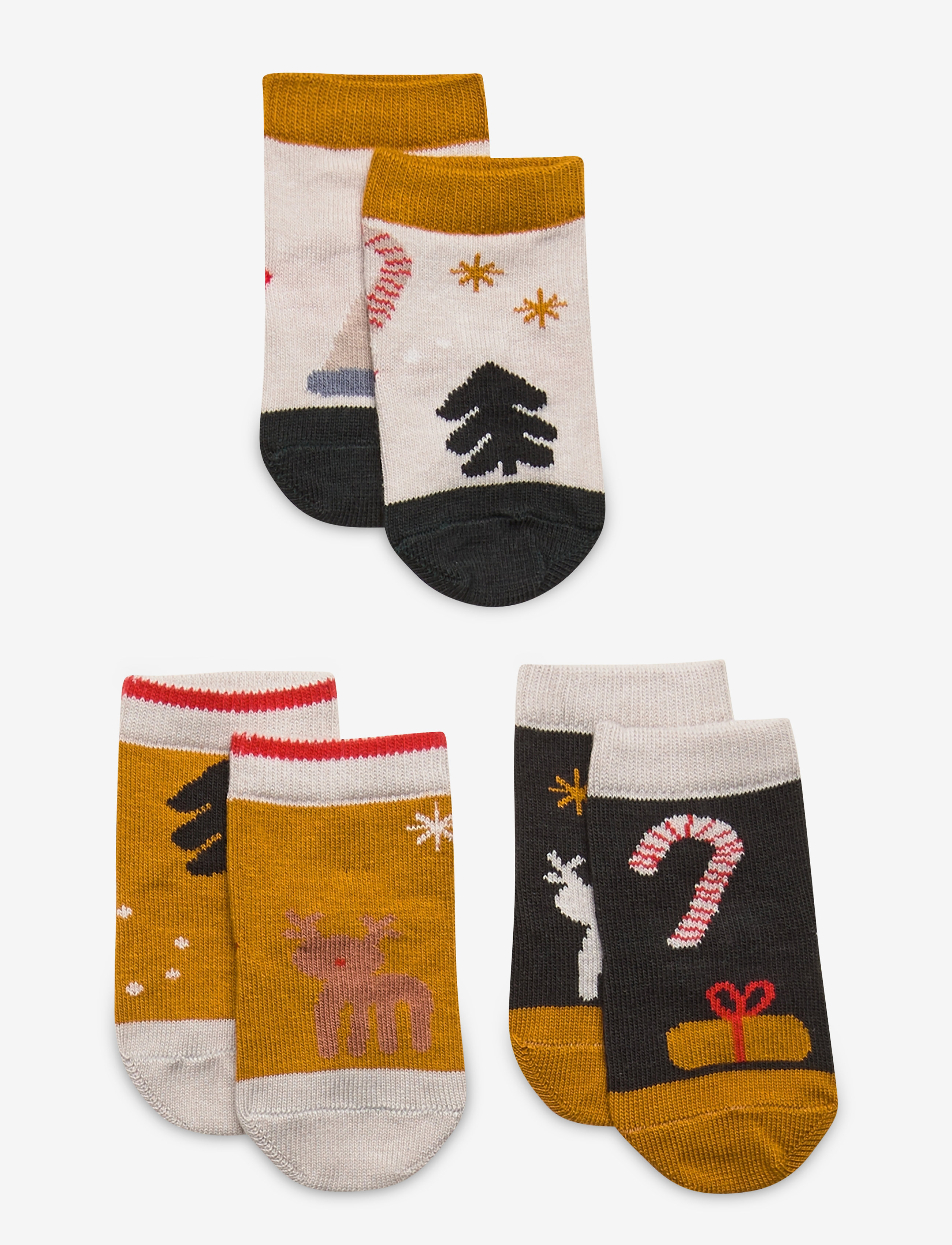 Silas cotton socks 3-pack - HOLIDAY HUNTER GREEN MULTI MIX