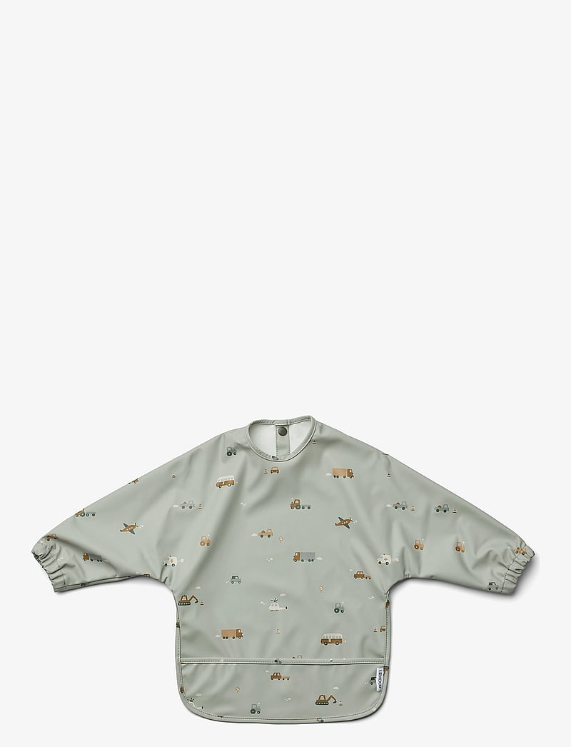 Liewood - Merle Printed Cape Bib - langarmlätzchen - vehicles/dove blue mix - 0