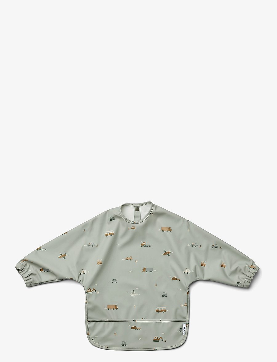 Liewood - Merle Printed Cape Bib - langarmlätzchen - vehicles/dove blue mix - 0