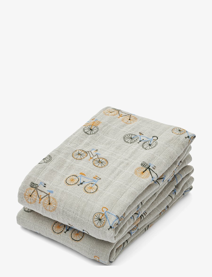 Liewood - Lewis Muslin Cloth 2-Pack - muslin cloths - bicycle cloud blue - 0
