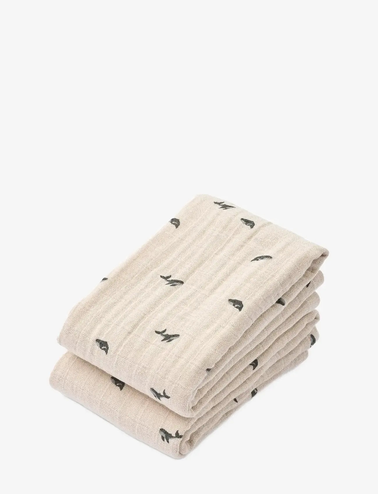 Liewood - Lewis Muslin Cloth 2-Pack - mulltücher - mini whale / sandy - 0