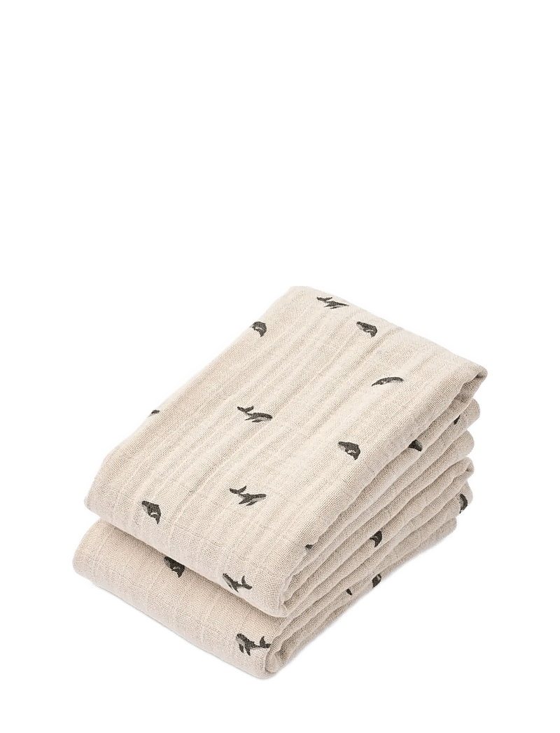 Liewood - Lewis Muslin Cloth 2-Pack - mulltücher - mini whale / sandy - 0