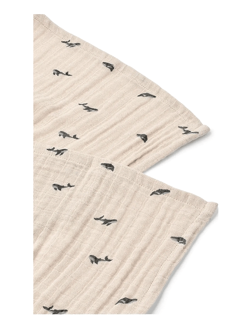 Liewood - Lewis Muslin Cloth 2-Pack - mulltücher - mini whale / sandy - 1