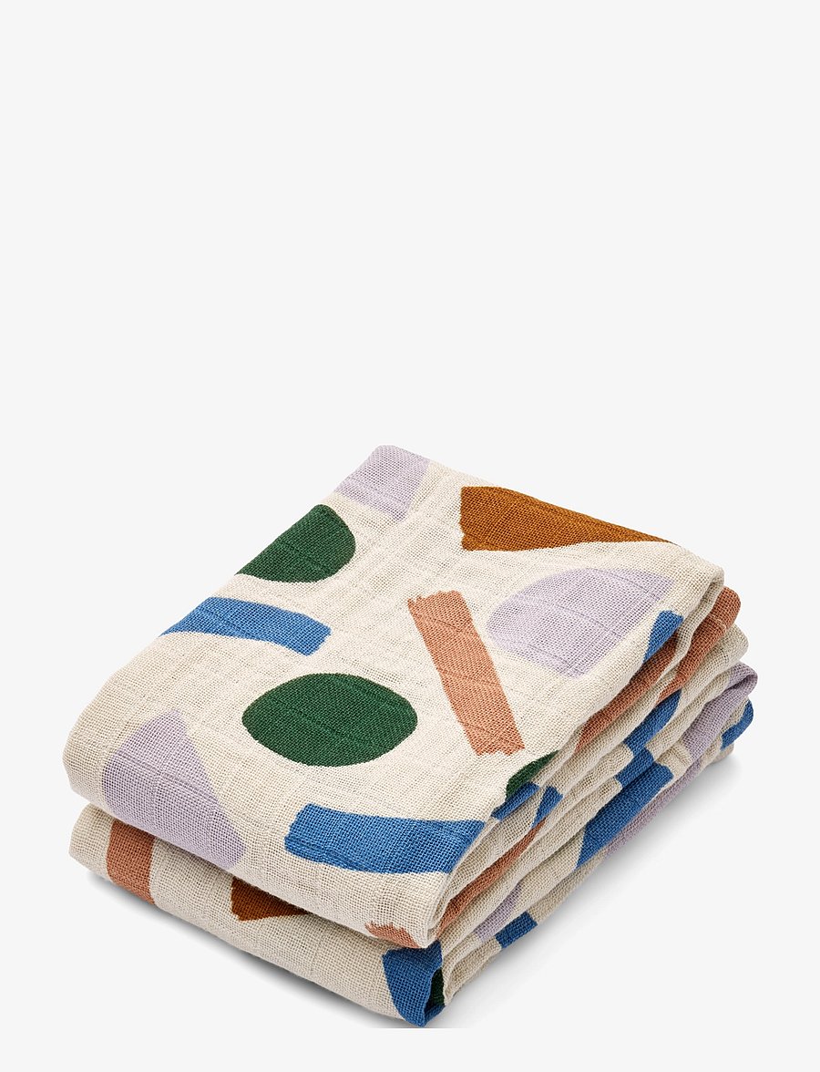 Liewood - Lewis Muslin Cloth 2-Pack - muslin cloths - paint stroke / sandy mix - 0