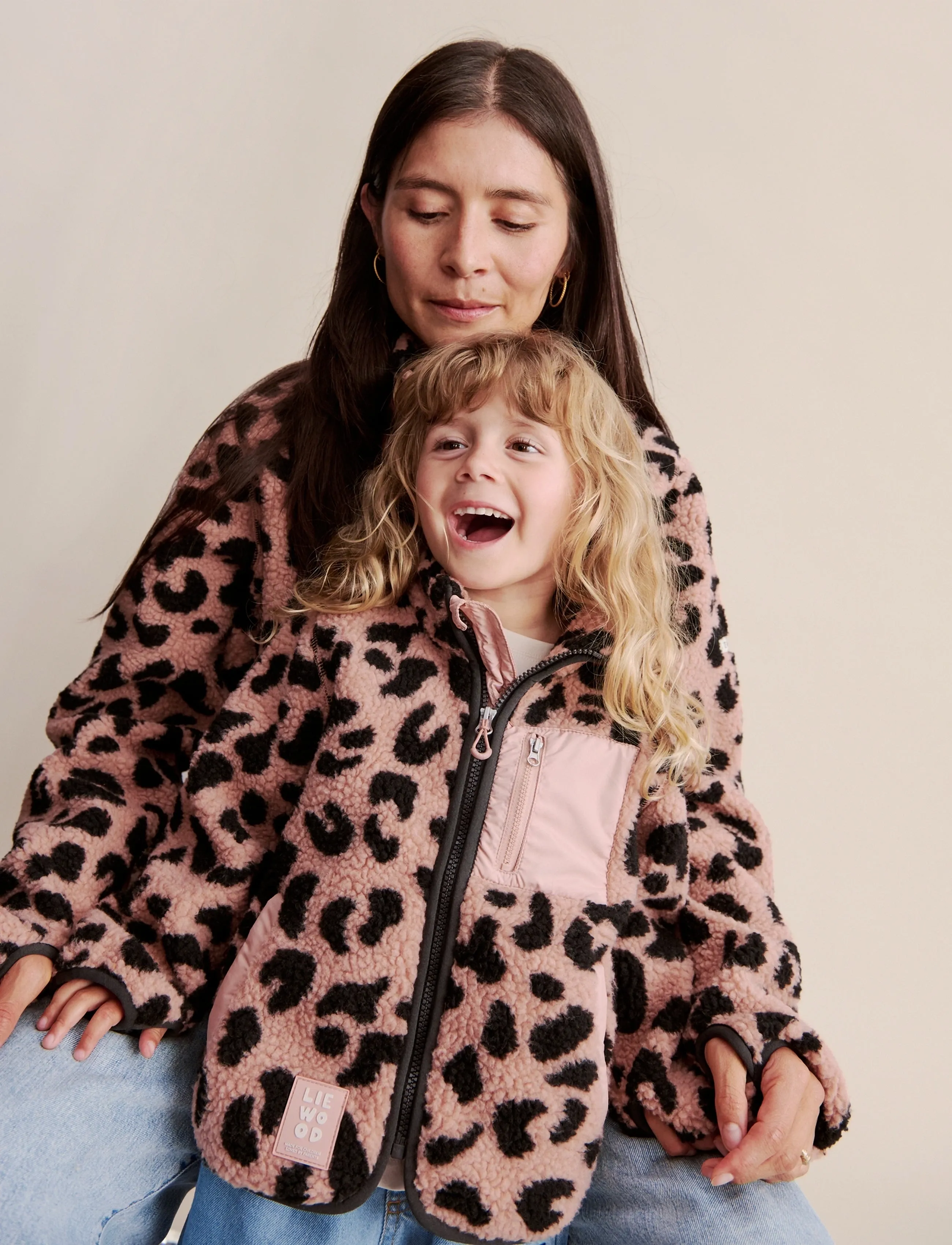 Liewood Nelson Adult Pile Jacket, Kvinder, Leopardprint Fleecejakke, Pink, Str: 36
