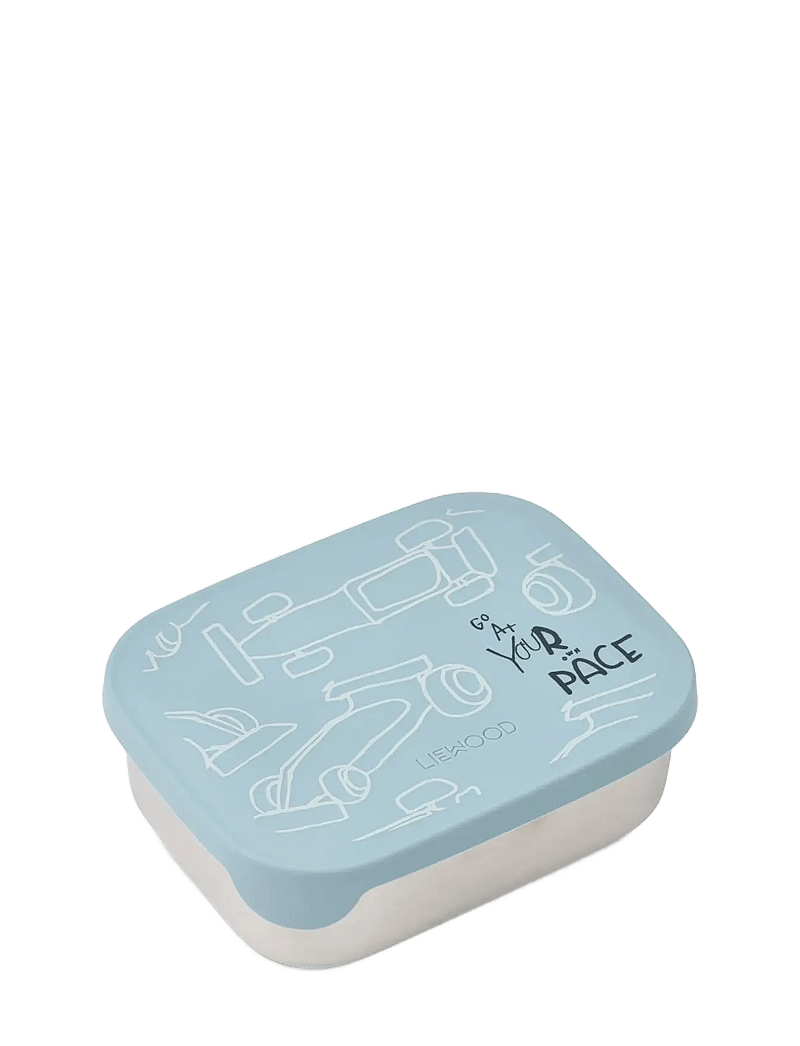 Liewood - Arthur Printed Lunchbox - lõunasöögikarbid - race cars / beach blue - 0