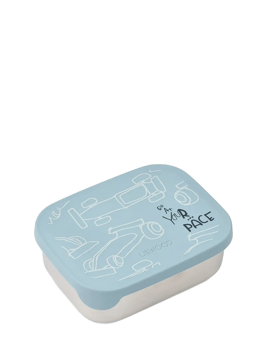 Liewood - Arthur printed lunchbox - eväsrasiat - race cars / beach blue - 0
