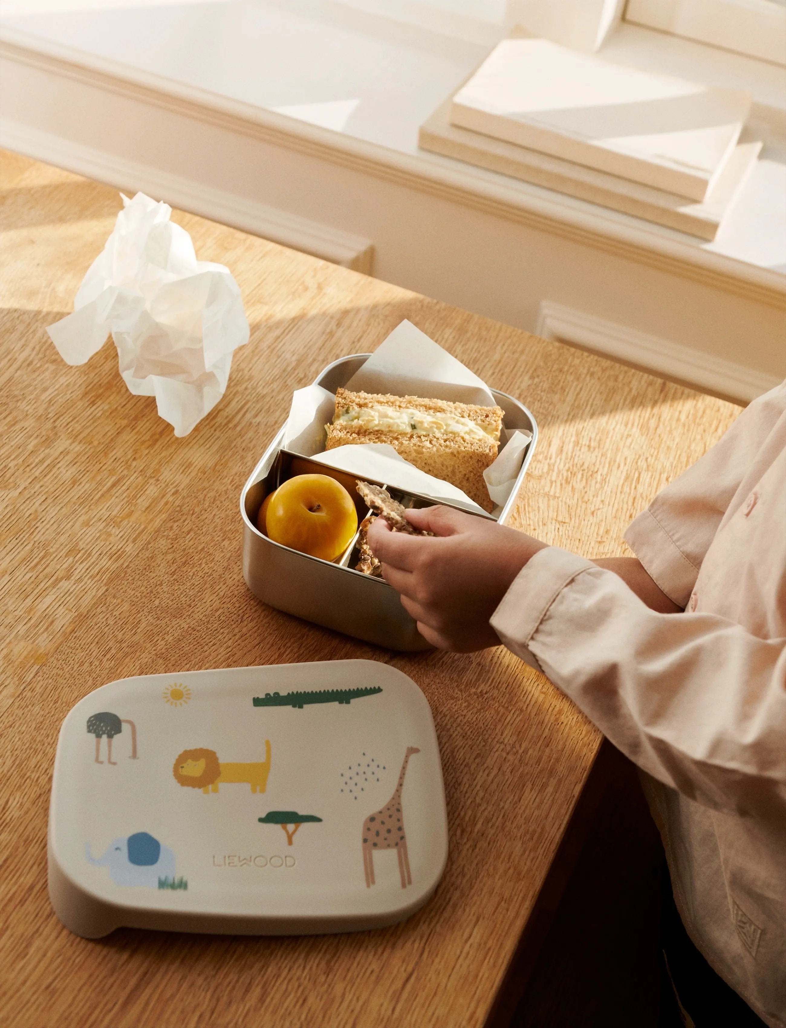Liewood Arthur Printed Lunchbox, One Size, Meal Time, Creme - Lunch Boxes, Kinder