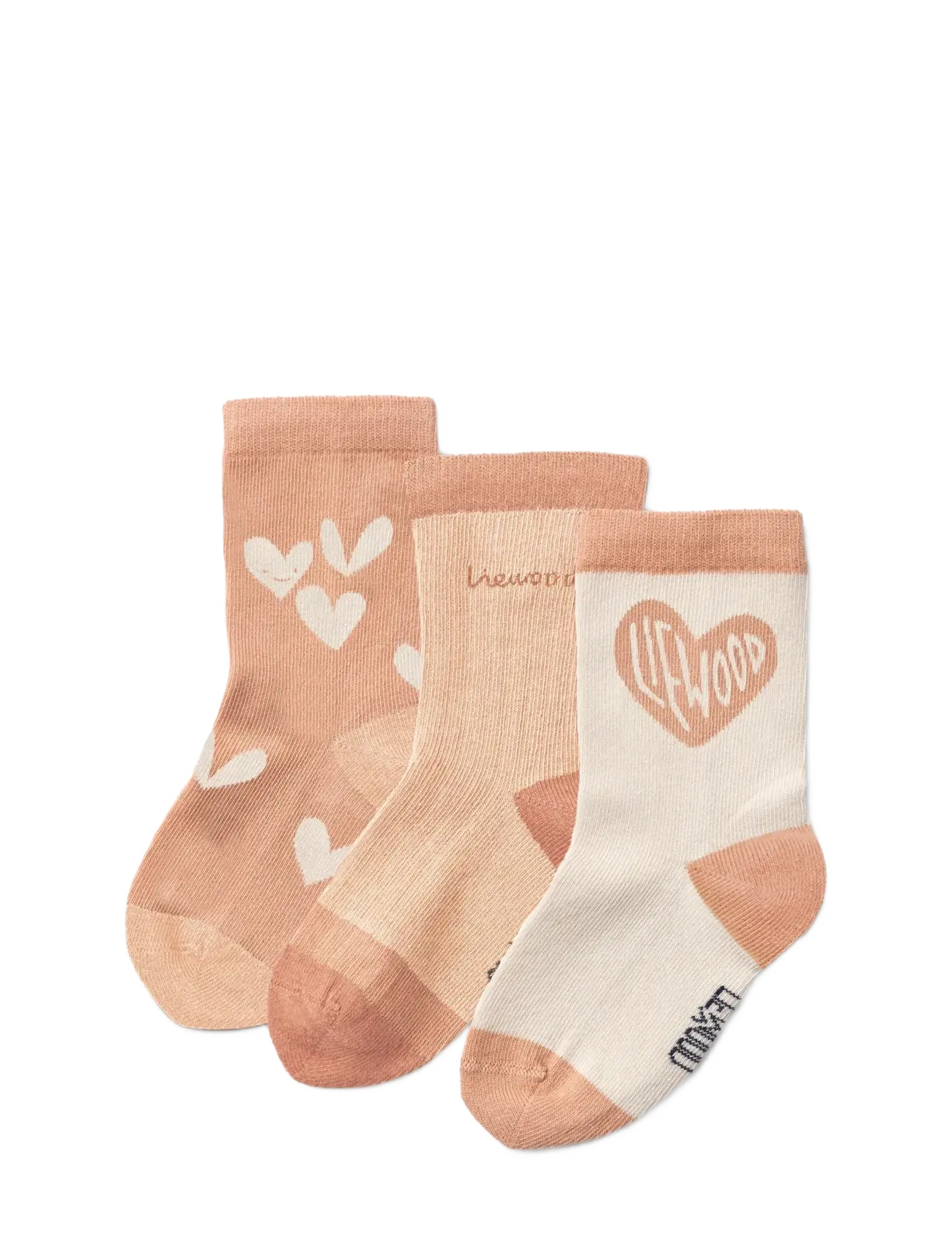 Liewood Silas Socks 3-pack - Riided - SWEETHEART / PALE TUSCANY MIX / beige