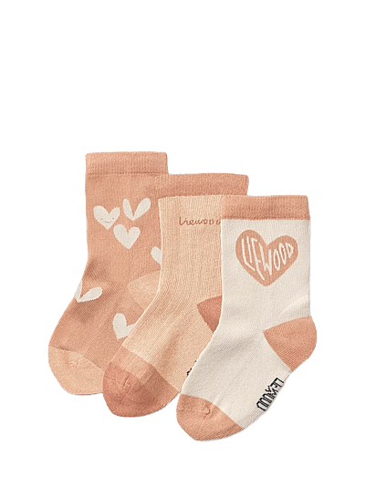 Liewood Silas socks 3-pack - Clothing - SWEETHEART / PALE TUSCANY MIX / beige