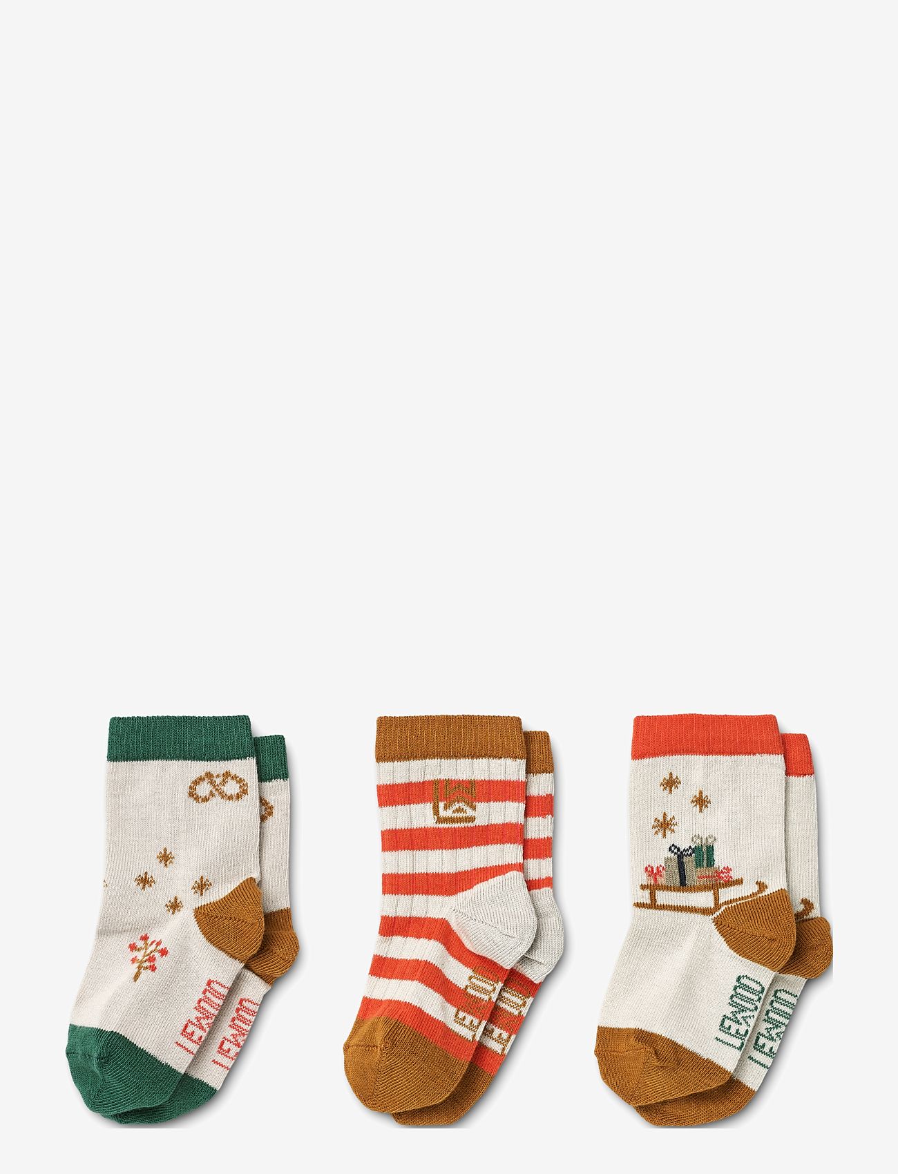 Liewood - Silas Socks 3-pack - lowest prices - holiday sandy mix - 0