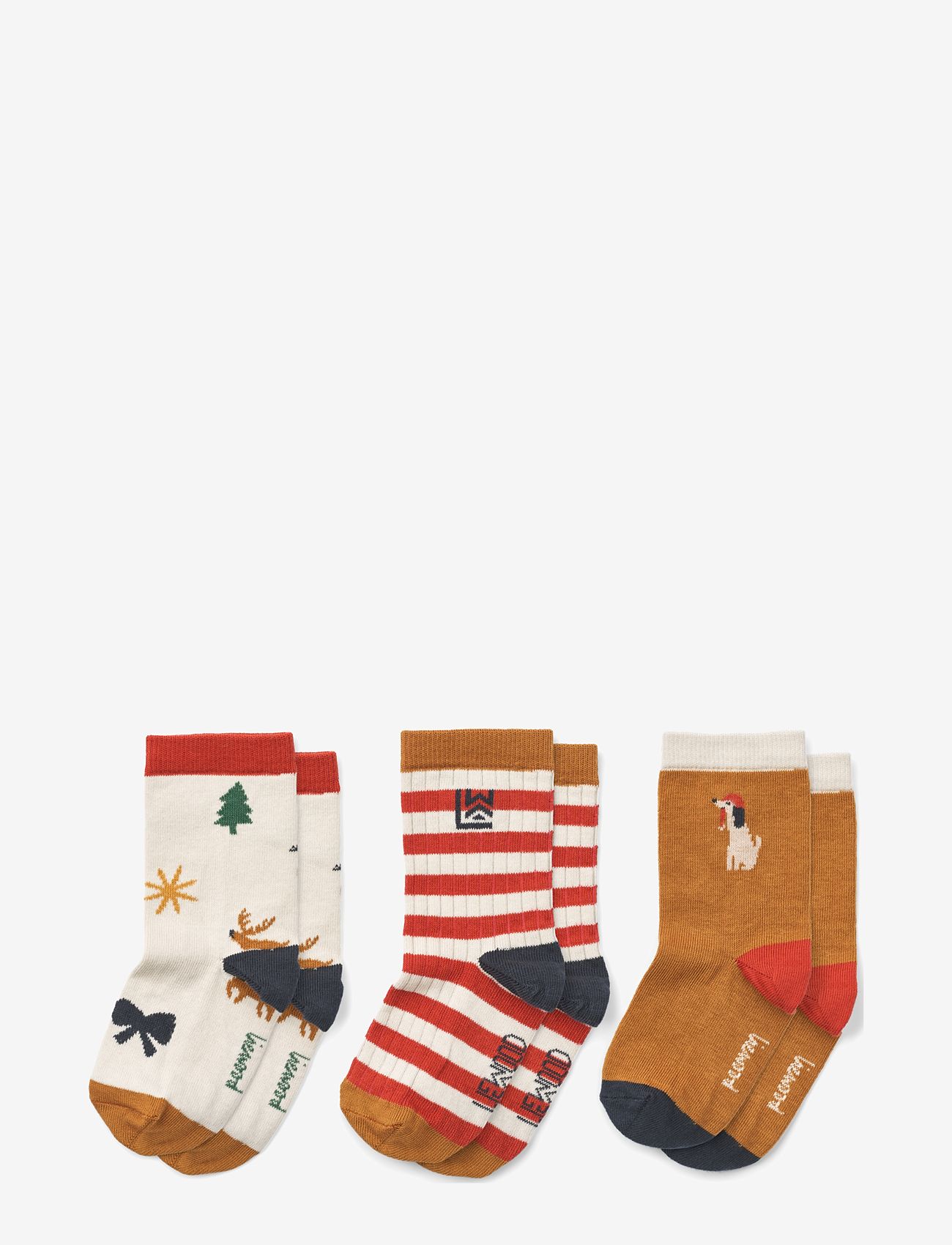 Liewood - Silas Socks 3-Pack - strumpor - holiday / sandy mix - 0