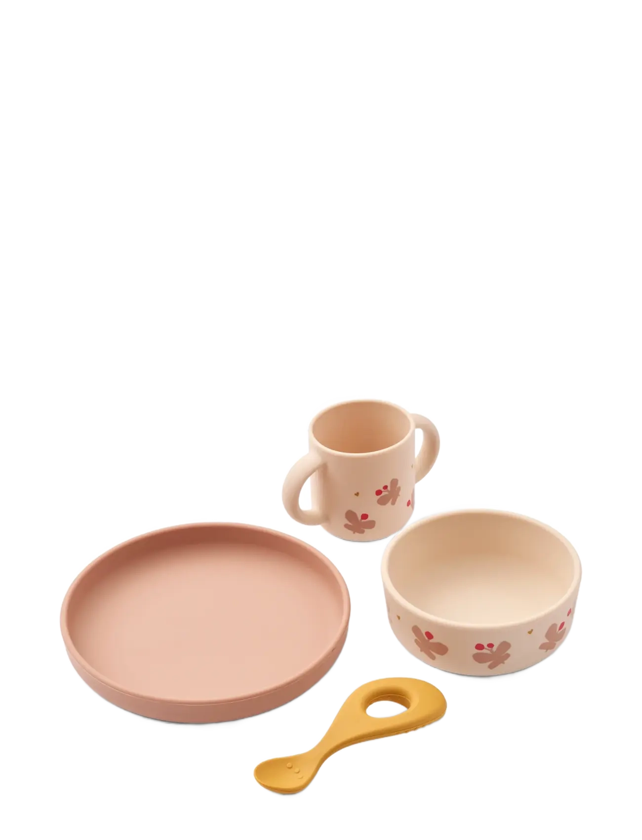 Liewood Vivi Printed Tableware Set, Dinner Sæt, Pink, Str: ONE SIZE