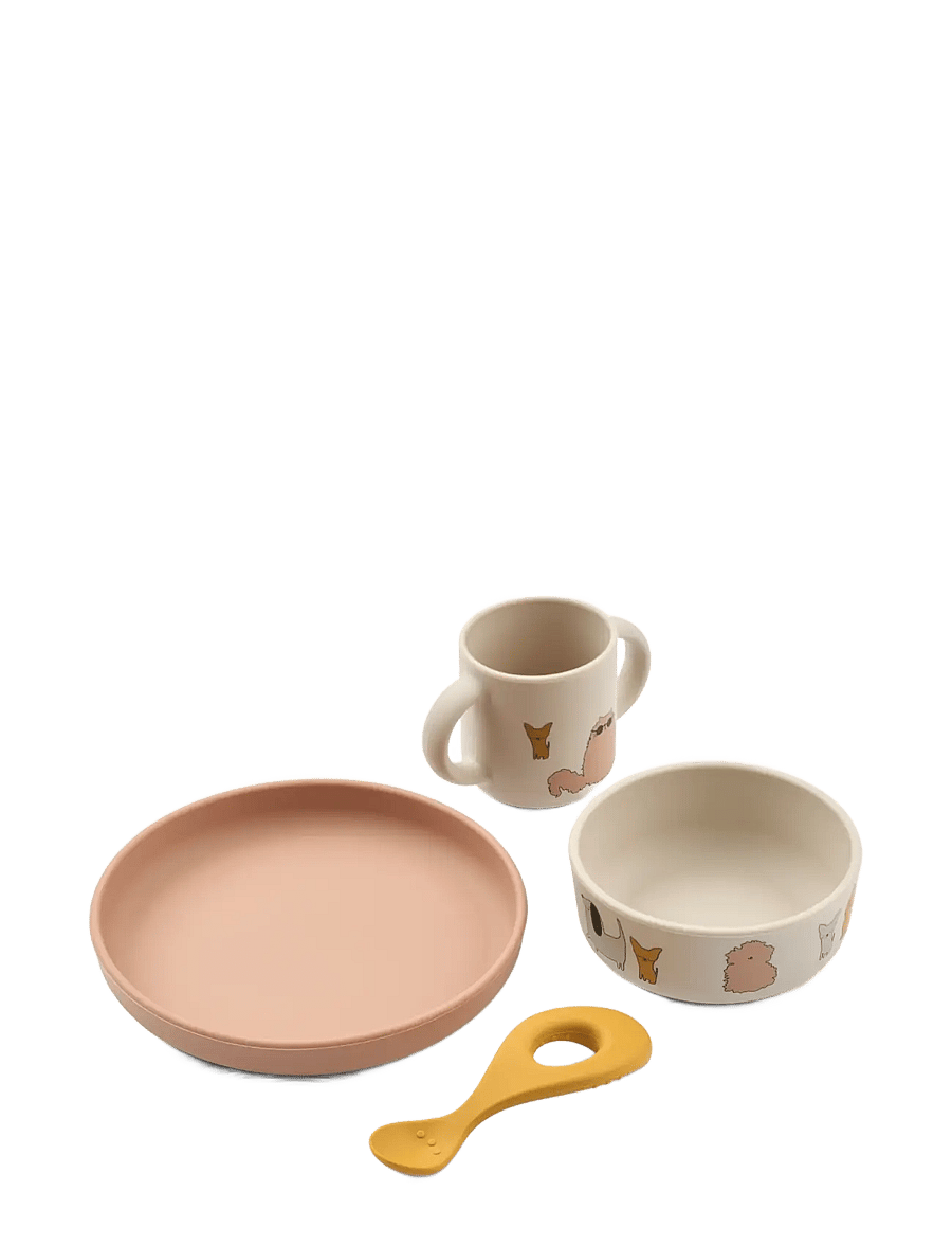 Liewood - Vivi Printed Tableware Set - dinner sets - cats and dogs / sandy - 0