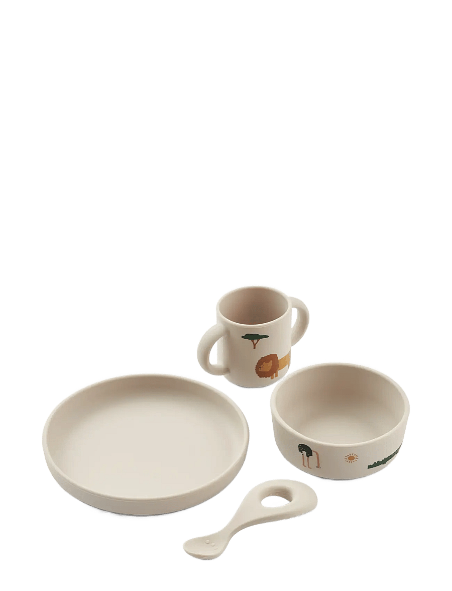 Liewood - Vivi Printed Tableware Set - dinner sets - safari sandy mix - 1
