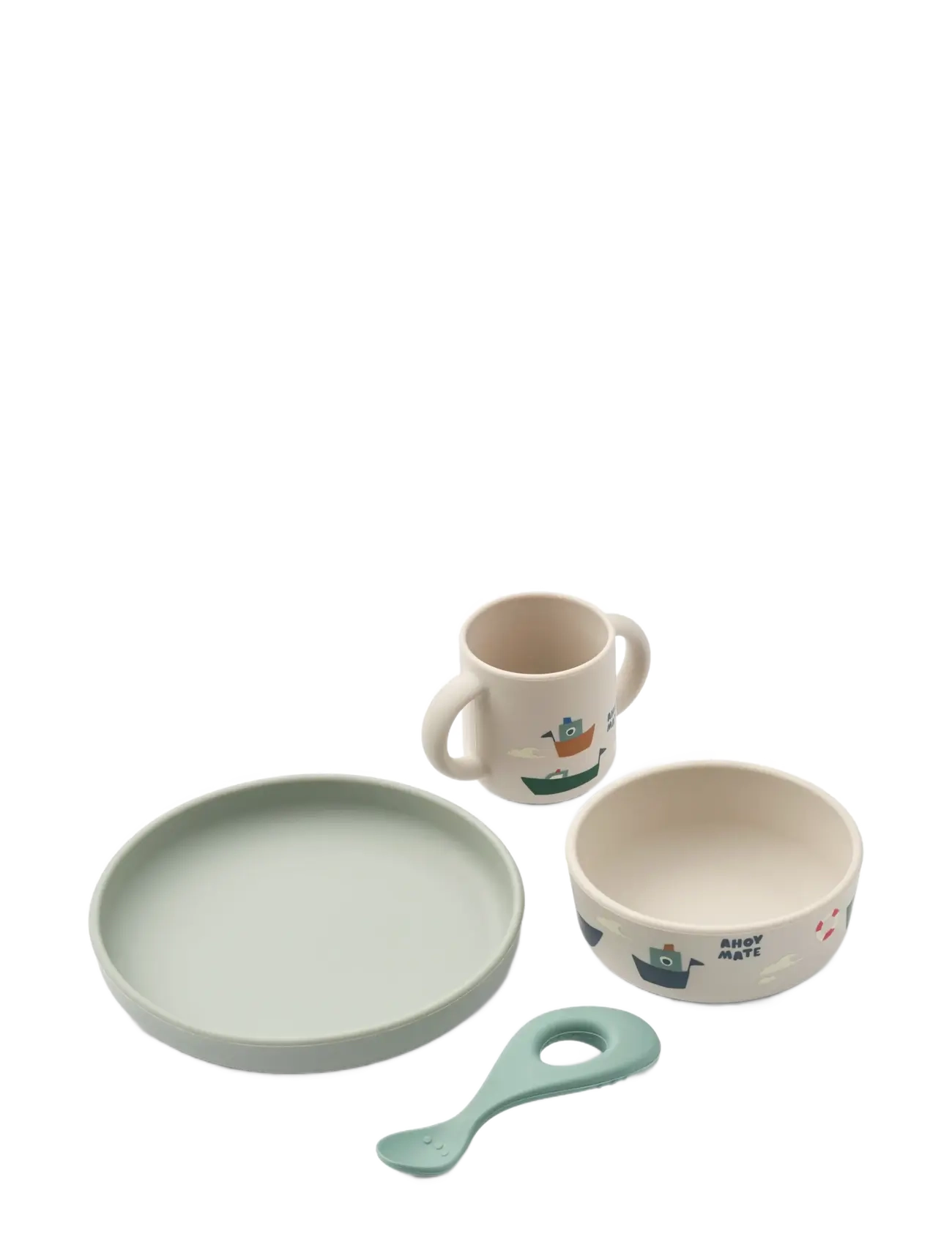Liewood Vivi Printed Tableware Set, One Size, Green, Måltid > Middagssæt, Børn