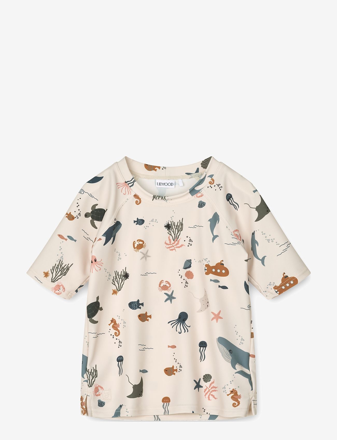 Liewood - Noah Printed Shortsleeve Swim Tee - badeoverdele - sea creature sandy - 0