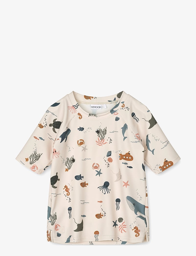 Liewood - Noah Printed Shortsleeve Swim Tee - ujumisriiete ülaosad - sea creature sandy - 0