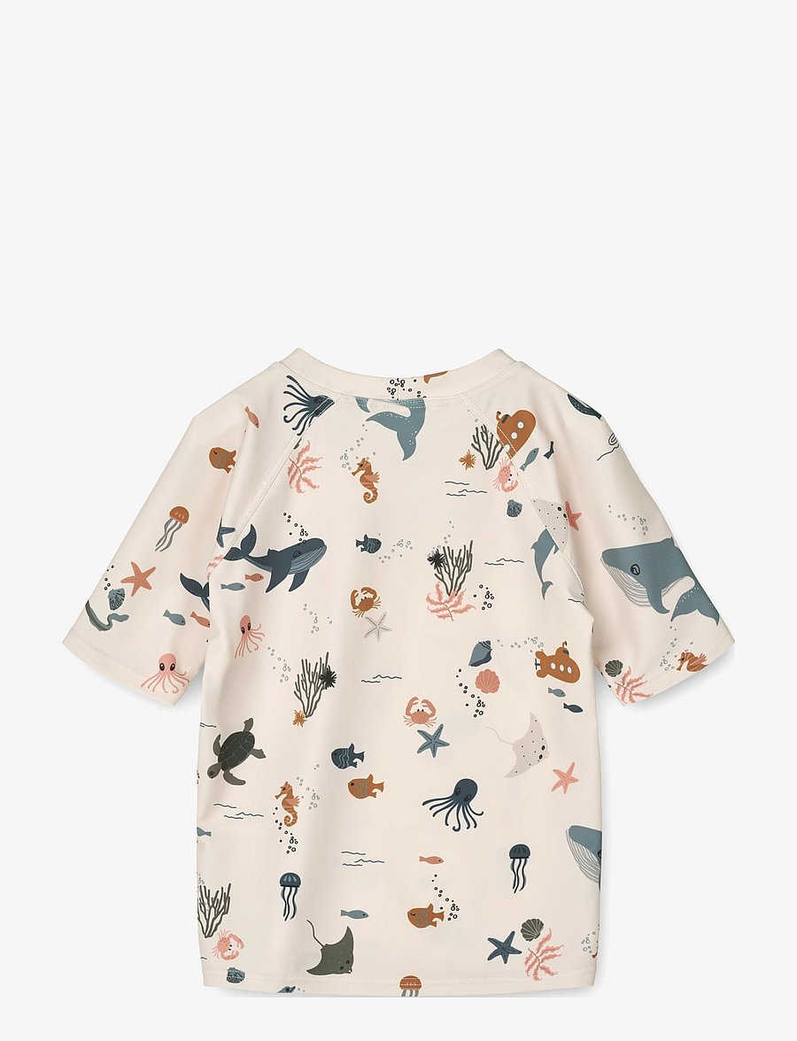 Liewood - Noah Printed Shortsleeve Swim Tee - bade-oberteile - sea creature sandy - 1