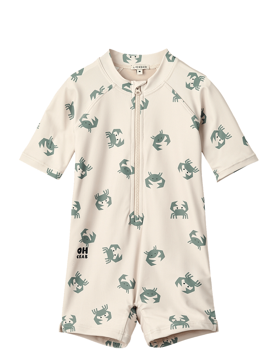 Liewood - Max Printed Shortsleeve Swim Jumpsuit - uv-tøj - crab / sandy - 0