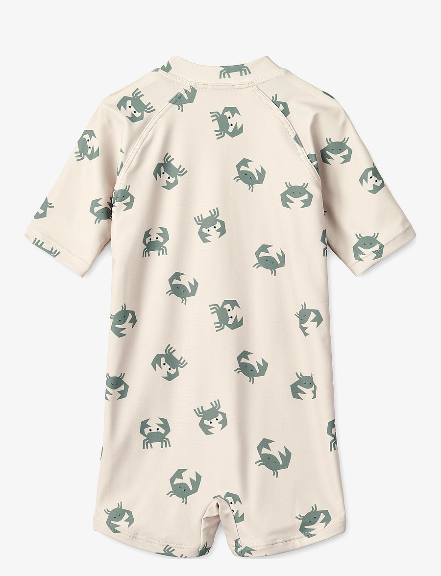 Liewood - Max Printed Shortsleeve Swim Jumpsuit - uv-tøj - crab / sandy - 1