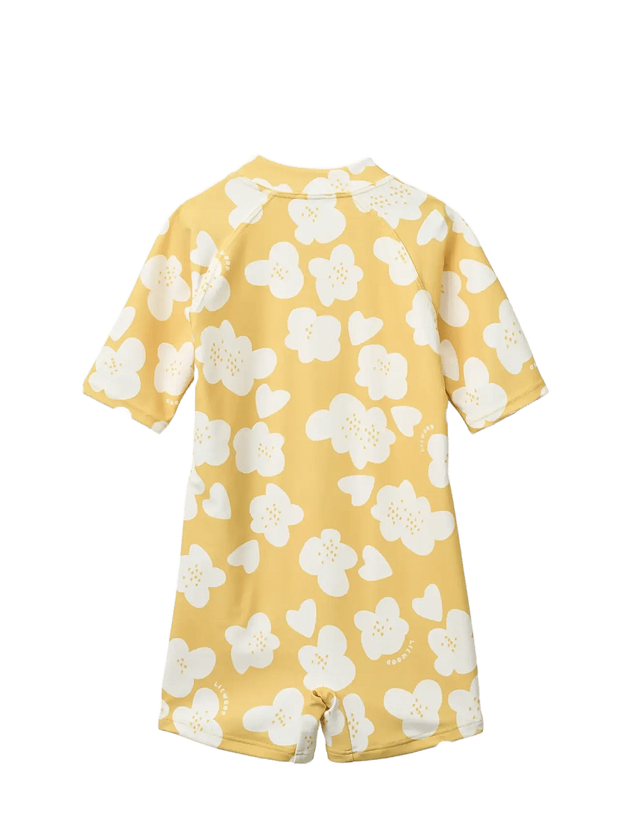 Liewood - Max Printed Shortsleeve Swim Jumpsuit - uv clothing - flower / lemon yellow - 1