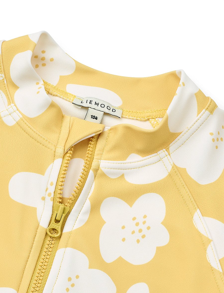 Liewood - Max Printed Shortsleeve Swim Jumpsuit - uv clothing - flower / lemon yellow - 2