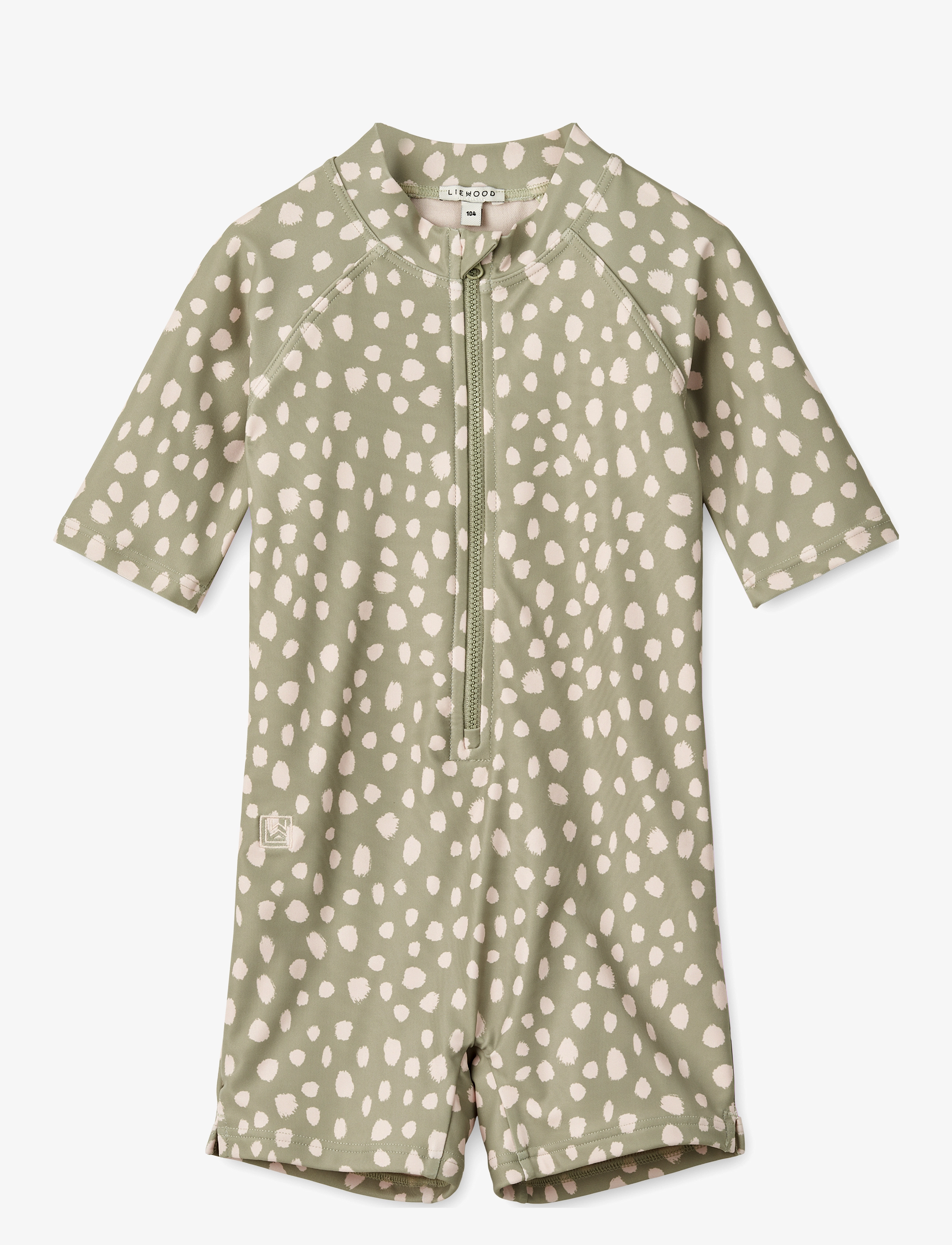 Max Printed Shortsleeve Swim Jumpsuit - LEO SPOTS / TEA