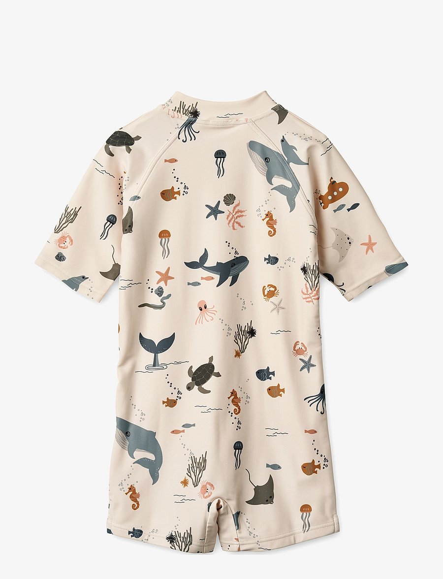 Liewood - Max Printed Shortsleeve Swim Jumpsuit - uv clothing - sea creature sandy - 2