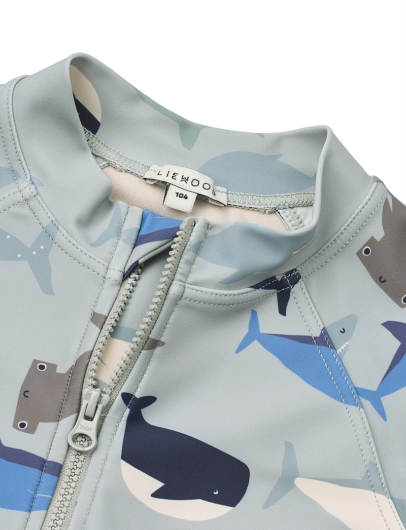 Liewood - Max Printed Shortsleeve Swim Jumpsuit - badedragter - shark / dove blue - 2