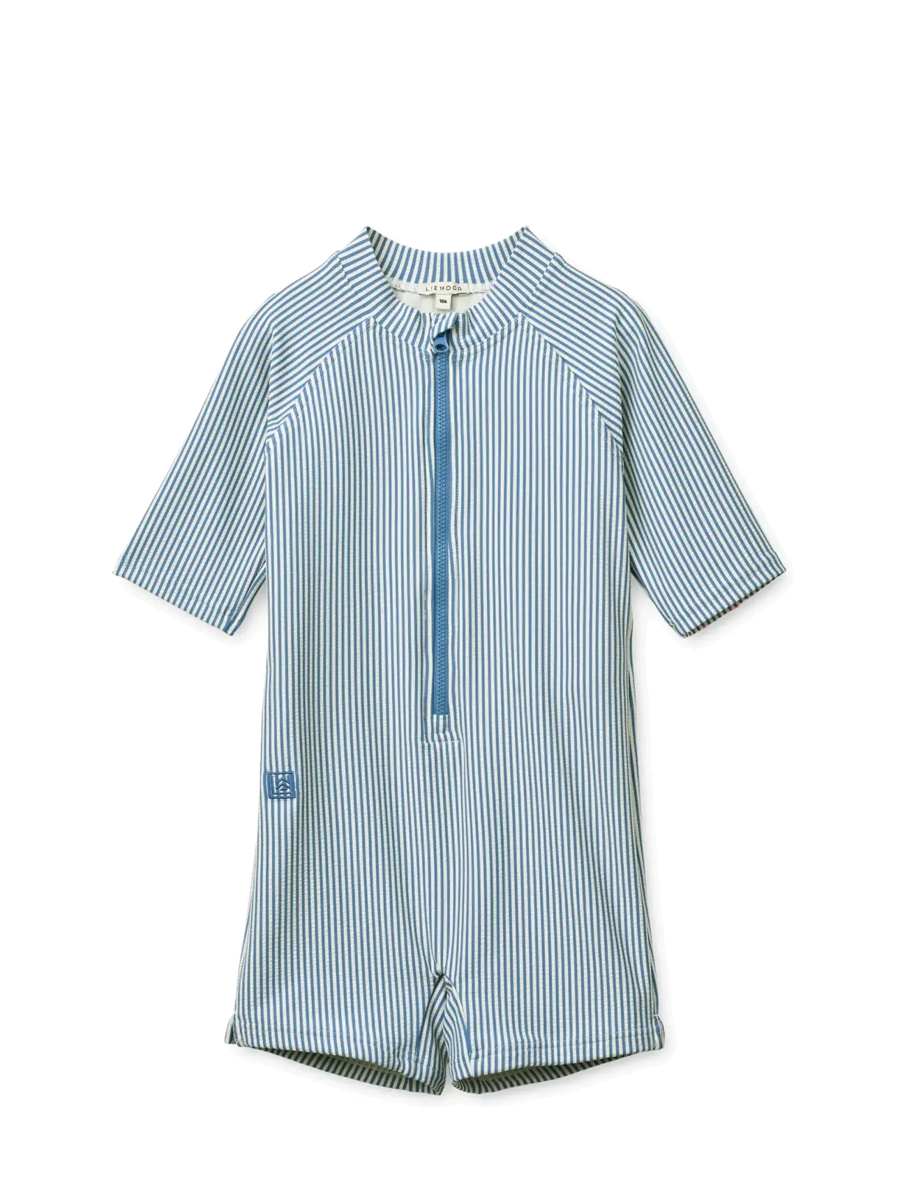 Max Seersucker Shortsleeve Swim Jumpsuit - RIVERSIDE / CREME DE LA CREME