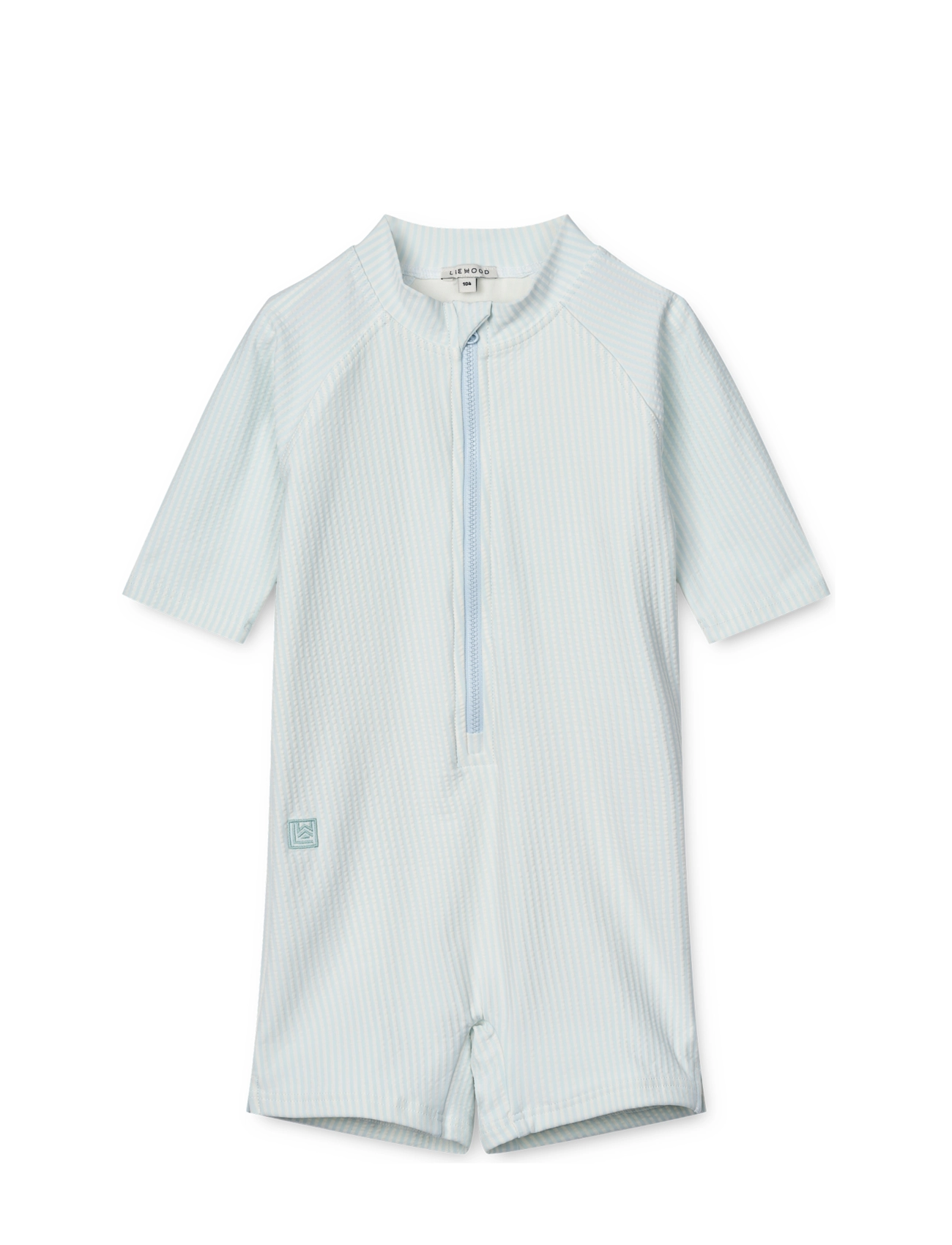 Liewood Max Seersucker Shortsleeve Swim Jumpsuit - Riided - Y/D STRIPE PURE SKY / CREME DE LA CREME / blue