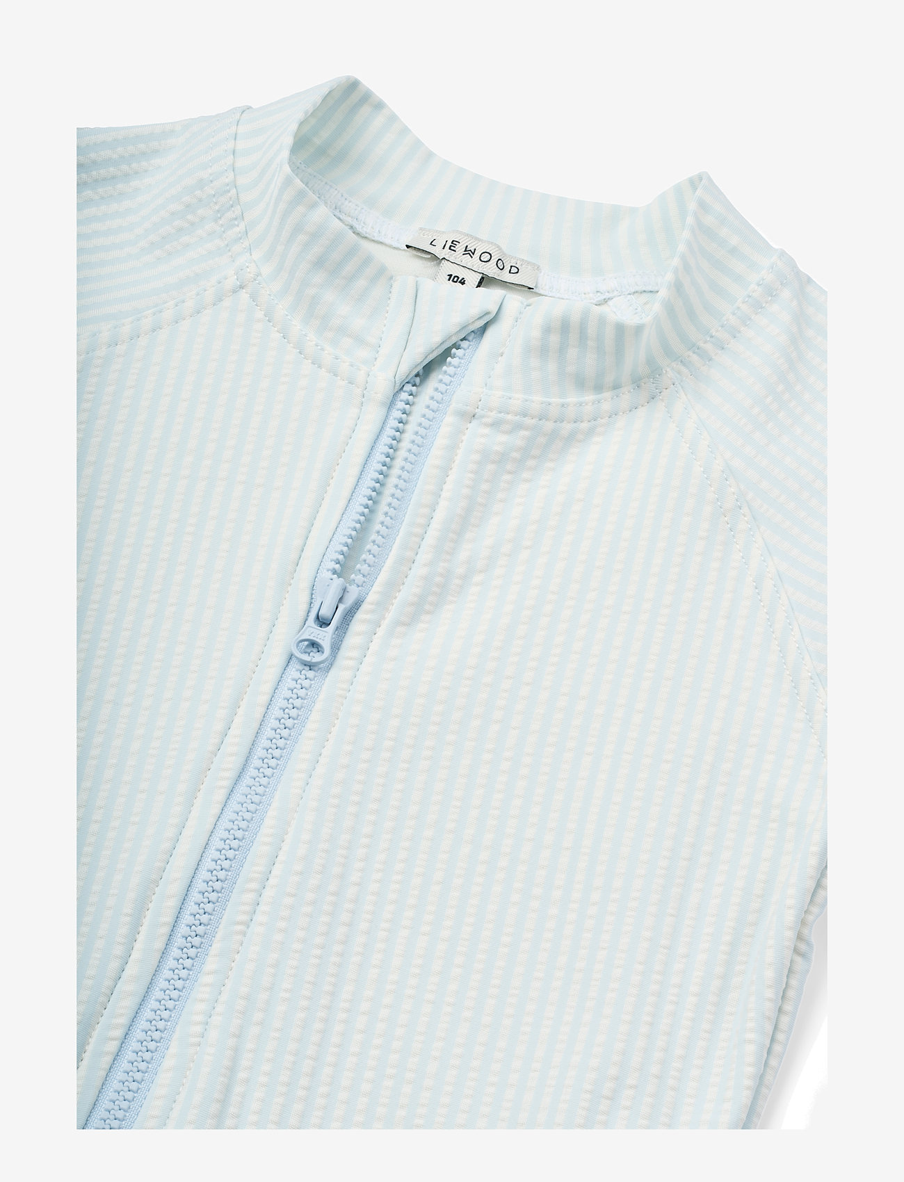 Liewood - Max Seersucker Shortsleeve Swim Jumpsuit - badedragter - y/d stripe pure sky / creme de la creme - 2