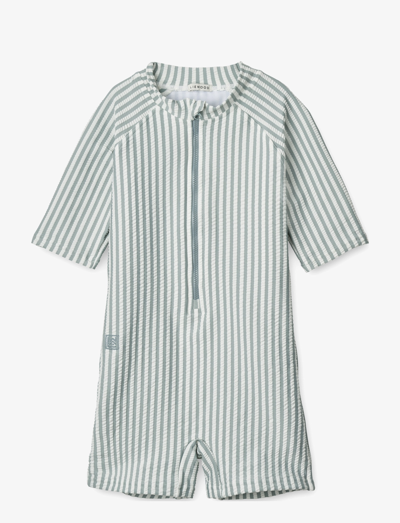 Liewood Max Seersucker Shortsleeve Swim Jumpsuit - Baddräkter - Y/D STRIPE: SEA BLUE/WHITE / blue