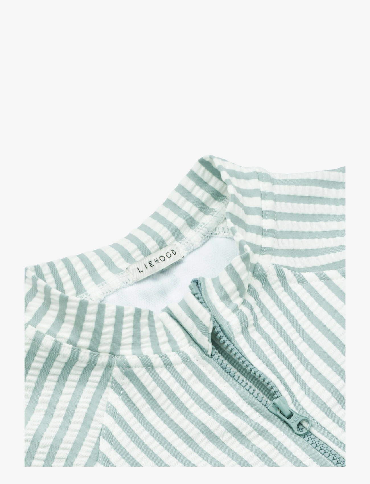 Liewood - Max Seersucker Shortsleeve Swim Jumpsuit - gode sommertilbud - y/d stripe: sea blue/white - 3