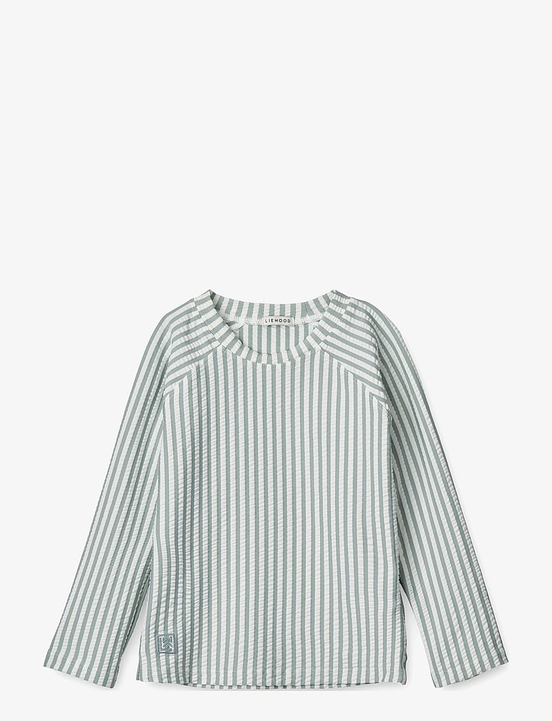 Liewood - Noah seersucker swim tee - bade-oberteile - y/d stripe: sea blue/white - 0